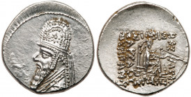 Parthian Kingdom. Mithradates II. Silver Drachm (4.09 g), 121-91 BC. EF