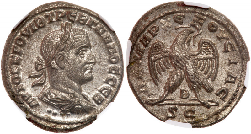 Trebonianus Gallus. BI Tetradrachm (12.33 g), AD 251-253. Antioch in Syria, AD 2...