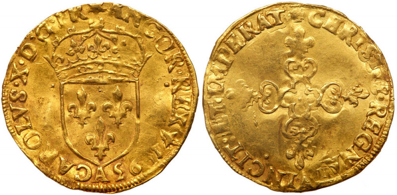 France. Ecu d'or, 1593-A (Paris). Fr-392; Dup-1201; Sb-4940: 4 Reported. 3.33g. ...