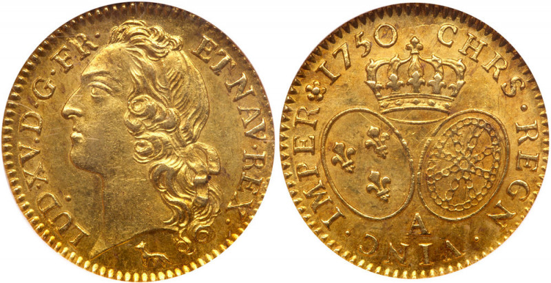 France. Louis d'or au bandeau, 1750-A (Paris). Fr-464; KM-513.1; Gad-341. Louis ...