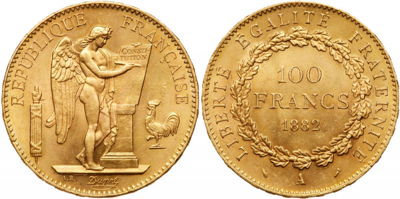 France. 100 Francs, 1882-A. Fr-590; KM-832; Gad-1137. Guardian angel Genius insc...