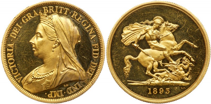 Great Britain. Proof 5 Pounds, 1893. S.3872; Fr-394a; KM-787. Victoria, 1837-190...