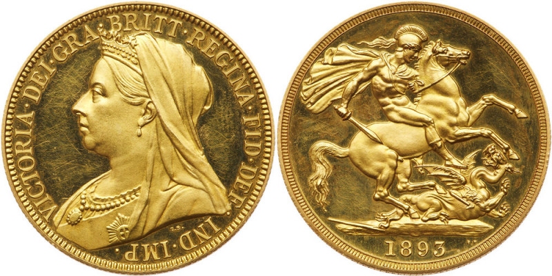 Great Britain. Proof 2 Pounds, 1893. S.3873; Fr-395a; KM-786. Victoria, 1837-190...