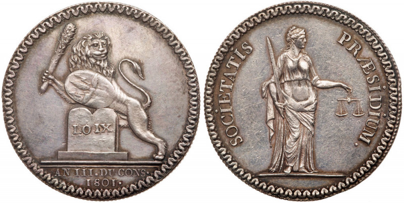 France. Silver Medal, 1801. Bramsen-182; Julius-1033. 30 mm. Napoleonic period. ...