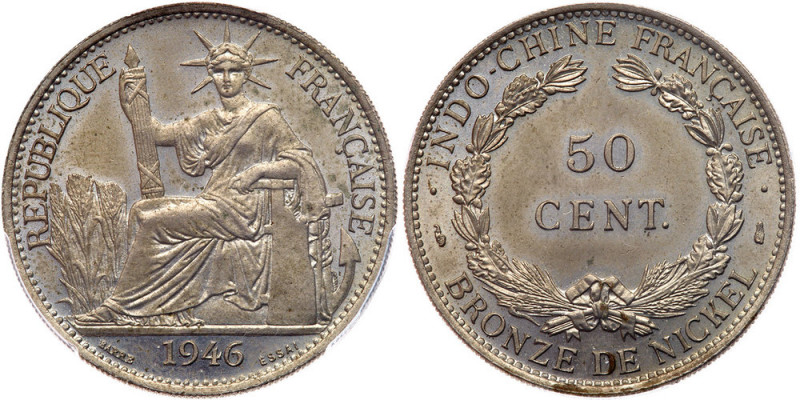 French Indochina. Essai 50 Centimes, 1946. KM-E41 (KM-31); Lec-264; Gad-33. Mint...