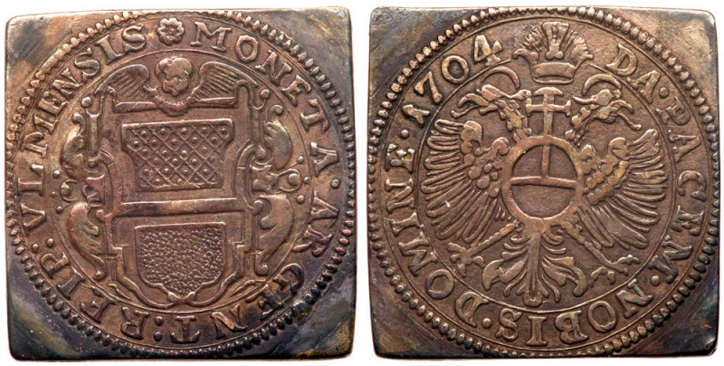 German States: Ulm. Klippe Gulden, 1704. KM-90. Siege issue. PCGS graded EF-40. ...