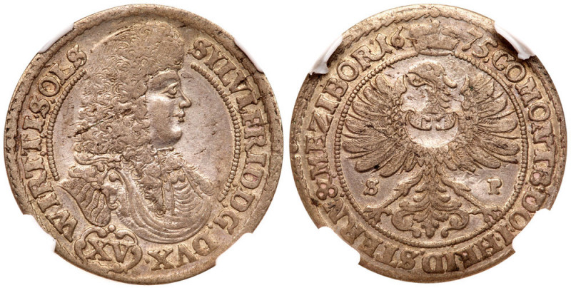 German States: W&uuml;rttemberg-OLS. 15 Kreuzer, 1675-SP. KM-10. Sylvius Friedri...