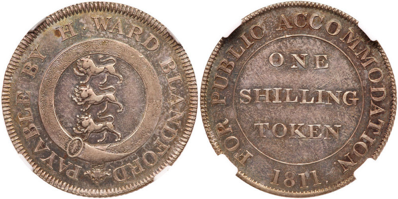 Great Britain. Dorsetshire. Shilling Token, 1811. Dalton-2. Blandford. NGC grade...