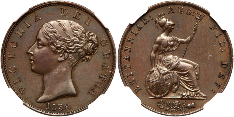 Great Britain. &frac12; Penny, 1838. S.3949; KM-726. Victoria. Young head. PCGS ...