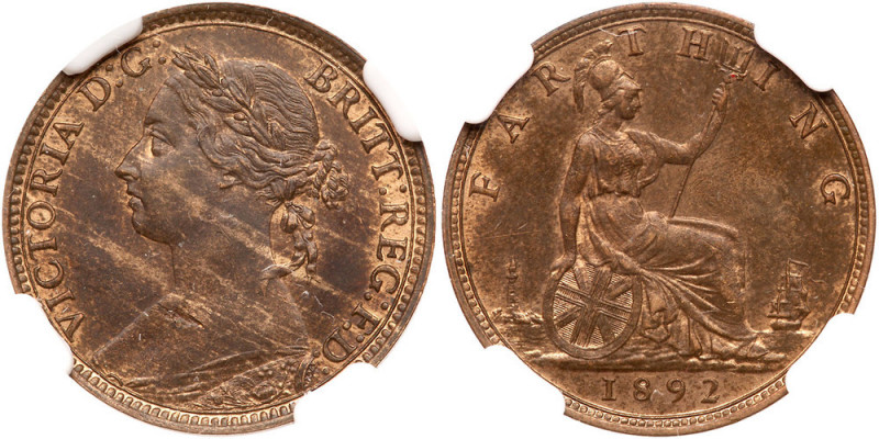 Great Britain. Farthing, 1892. S.3958; KM-753. Victoria. Uncirculated with some ...