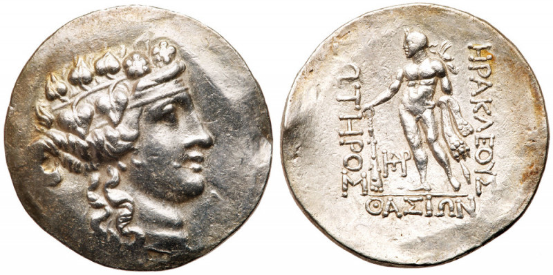 Thasos. Circa 148-90/80 BC, AR Tetradrachm (33mm, 16.75g). Head of youthful Dion...