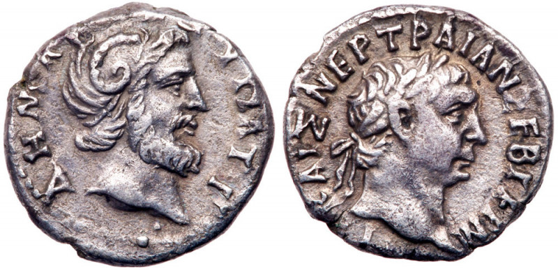 Cyrenaica, Cyrene. Trajan, AD 98-117. Silver Hemidrachm (14mm, 1.59g). Struck AD...