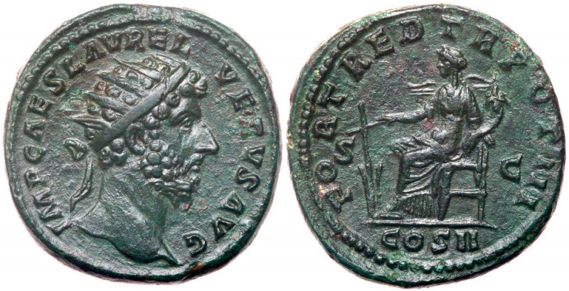 Lucius Verus, 161-169 AD. AE Dupondius (25mm, 12.35g). Roman mint. Struck under ...