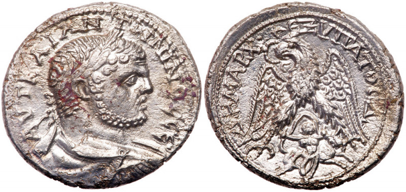 Phoenicia, Sidon. Caracalla, AD 198-217. AR Tetradrachm (28mm, 11.21g). Dated Co...