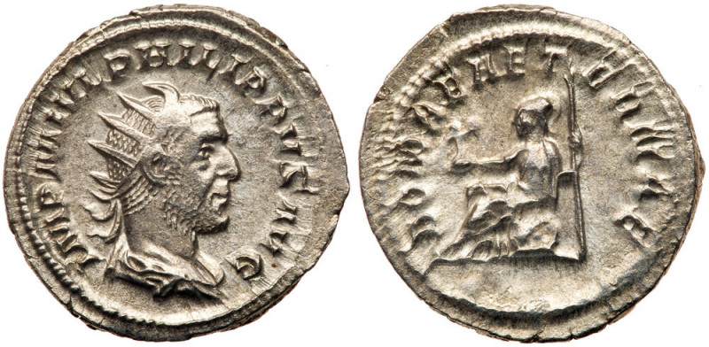 Philip I, 244-249 AD. Silver Antoninianus (22 mm 3.68 g). Struck at Rome, AD 245...