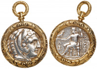 A 14K Yellow Gold and Ancient Greek "Alexander III the Great" Silver Tetradrachm, Ca. 336-323 BC with Head of Heracles