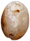 Egypt-Roman Standing Figure (perhaps Hercules) Oval Chalcedony Agate, 7th-4th B.C., 21mm X15mm, 3.8g