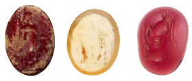 3 Fine Intaglios: Translucent Agate Intaglio, 3rd-4th Century A.D. + 2-Piece Eastern Greco-Roman Gemstones of Agate Seal