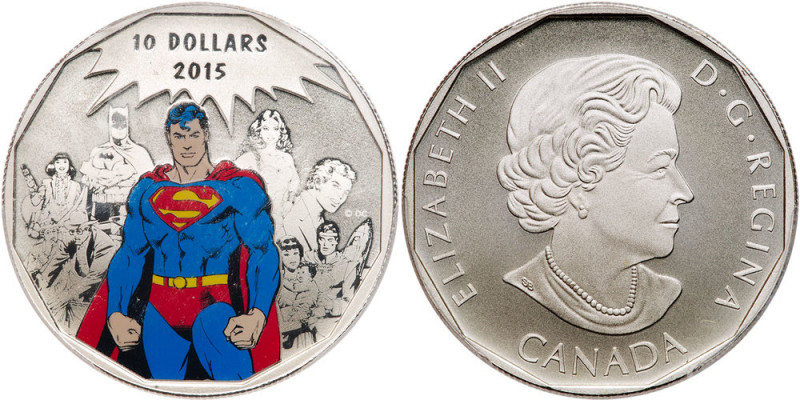 Canada. 2015 DC Comics Original-Superman Legacy Matte Proof Silver $10 Colorized...