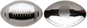 Canada. 2017 Football-Shaped Curved Silver $25. NGC PF70