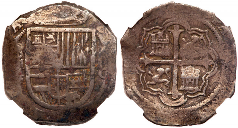 Mexico. Cob 8 Reales, ND (1607-16) Mo F. KM-44.3. Philip III, 1598-1621. Crowned...