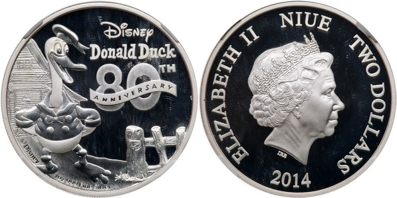 Niue. 2014 Disney Characters-Donald Duck 80th Anniversary Silver $2. Contains 1 ...