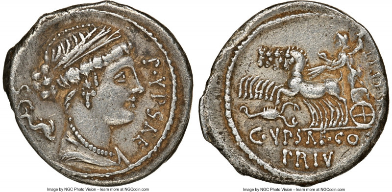 P. Plautius Hypsaeus (ca. 60 BC). AR denarius (17mm, 6h). NGC XF. Rome. P•YPSAE•...