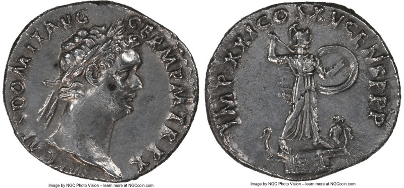 Domitian, as Augustus (AD 81-96). AR denarius (19mm, 6h). NGC XF, smoothing. Rom...