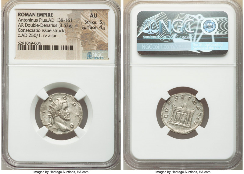 Divus Antoninus Pius (AD 138-161). AR antoninianus (21mm, 3.53 gm, 1h). NGC AU 5...