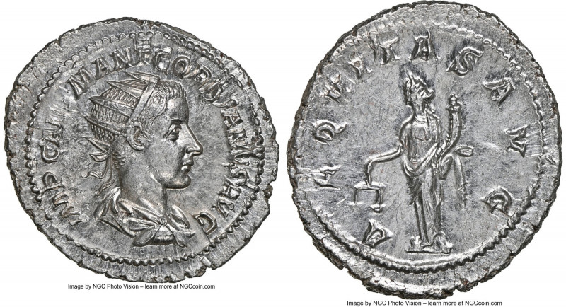 Gordian III (AD 238-244). AR antoninianus (24mm, 4.16 gm, 1h). NGC MS 5/5 - 4/5....