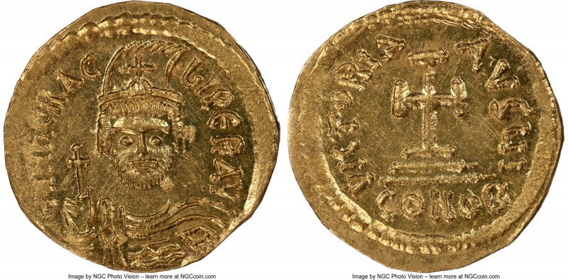 Heraclius (AD 610-641). AV solidus (20mm, 4.41 gm, 6h). NGC MS 4/5 - 3/5, brushe...