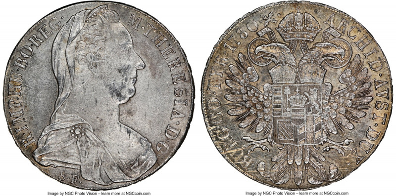 Maria Theresa Pair of Certified Restrike Talers 1780-Dated NGC, 1) Taler - UNC D...