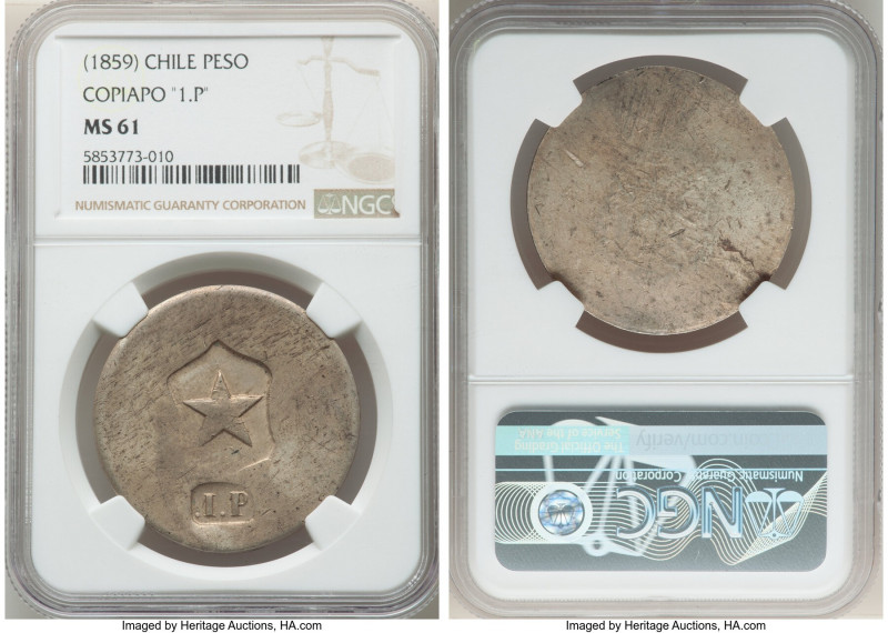 Copiapo. Republic Peso ND (1859) MS61 NGC, KM-X2.3. Struck during the Chilean Re...