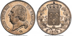 Louis XVIII 5 Francs 1824-A MS62 NGC, Paris mint, KM711.1. Champagne toning and glimmering luster. 

HID09801242017

© 2022 Heritage Auctions | All Ri...