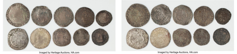 Charles I 10-Piece Lot of Uncertified Assorted Issues, Sizes range from 24.0-34....