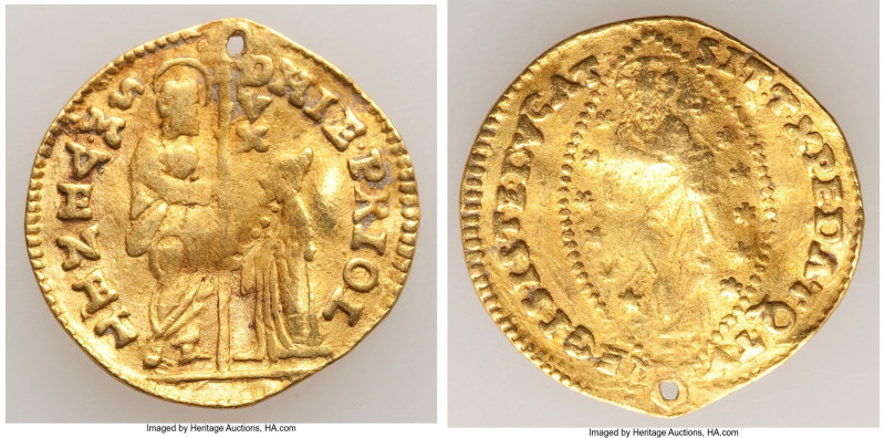 Venice. Gerolamo Priuli gold Zecchino ND (1559-1567) VF (Holed), Fr-1257. 21.6mm...