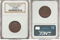 Republic copper Proof Pattern Cent 1868 PR62 Brown NGC, KM-Pn15. Deep brown glossy surfaces while devices and legends are brought to life with fiery r...