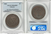 Republic 2 Cents 1862 MS62 Brown PCGS, KM4. 

HID09801242017

© 2022 Heritage Auctions | All Rights Reserved