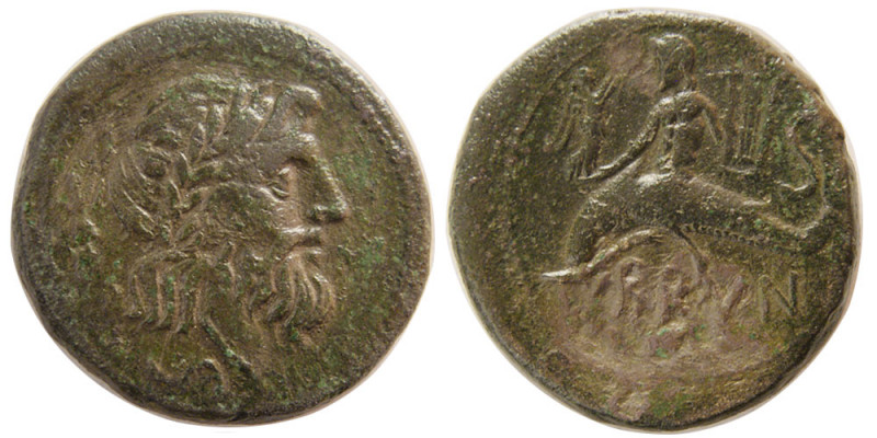 CALABRIA, Brundisium. Circa 215 BC. Æ Uncia (9.48 gm; 22 mm). Laureate head of N...