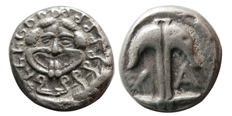 THRACE, Apollonia Pontika. 480-450 BC. AR Drachm (3.16 gm; 14 mm). Facing gorgon...