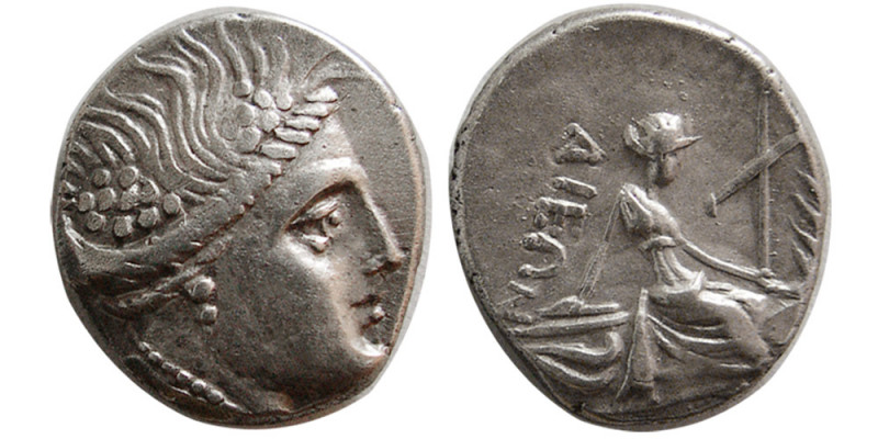 EUBOIA, Histiaia. 3rd-2nd centuries BC. AR Tetrobol (1.67 gm; 13 mm). Wreathed h...