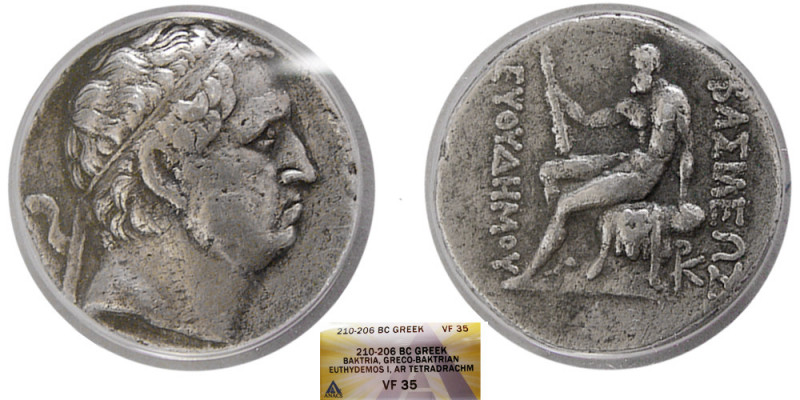 BAKTRIAN KINGS, Euthydemos I. 210-206 BC. AR Tetradrachm. 'Bactra' Mint. Struck ...