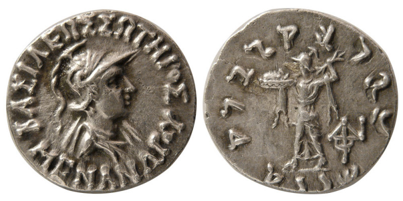 BAKTRIAN KINGS, Menander. Circa 165/155-130 BC. AR Drachm (2.46 gm; 18 mm). Drap...