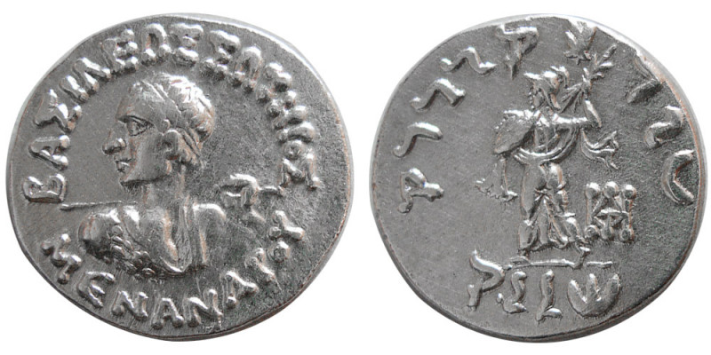 BAKTRIAN KINGS. Menander I, Soter. Circa 165/55-130 BC. AR Drachm (2.42 gm; 19 m...