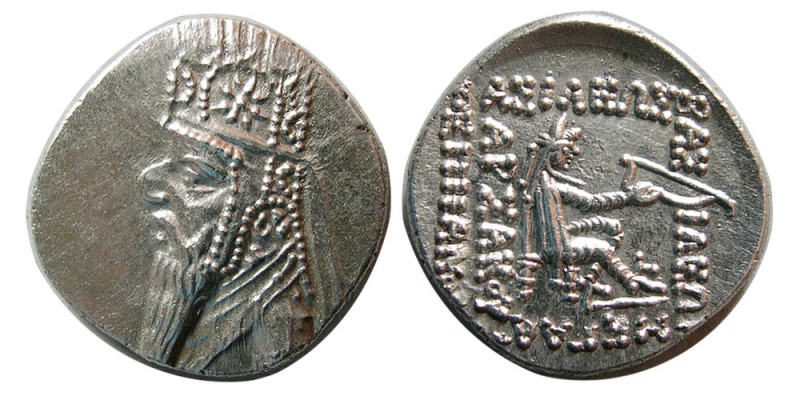 KINGS of PARTHIA. Mithradates II. 121-91 BC. AR Drachm (4.01 gm; 20 mm). Rhagai ...