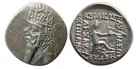 KINGS of PARTHIA. Mithradates II. 121-91 BC. AR Drachm. NGC-XF.