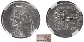KINGS of PARTHIA. Arsakes XVI. 78-62/1 BC. AR Drachm. NGC-XF.