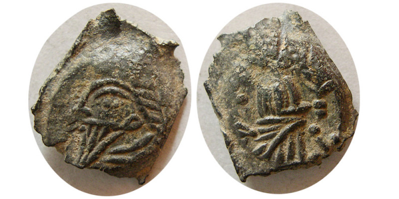 KINGS of PARTHIA. Vologases VI. (AD 208-228). Æ Dichalkous (1.69 gm; 13mm x 11mm...