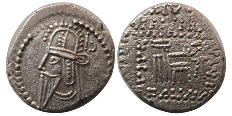 KING of PARTHIA. Vologases VI. AD. 208-221/2. AR Drachm (3.40 gm; 20 mm). Ekbata...