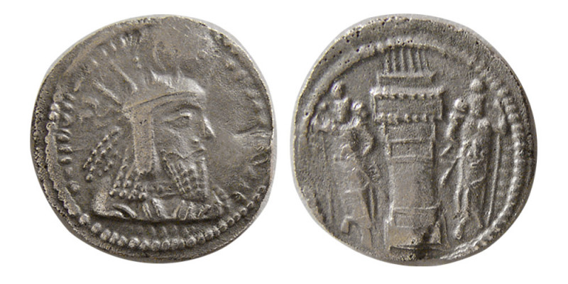 SASANIAN KINGS. Bahram (Varhran) I, (273-276 AD). AR Obol (0.62 gm; 13 mm). Sunr...